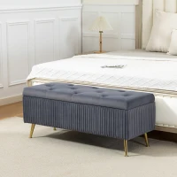 HOMCOM Storage Ottoman Bench, 43 Inch Large Storage Chest with Steel Legs and Padded Seat, Foot Rest, Load 485 lbs, Dark Grey(m-1)