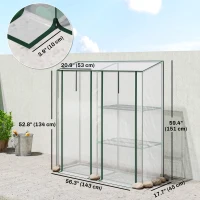 Outsunny Mini Greenhouse, Portable Greenhouse with 3 Shelves, 2 Roll-up Doors, 56.3" x 17.7" x 59.4", Clear(m-3)