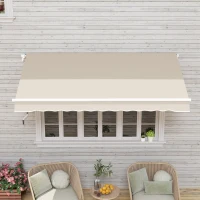 Outsunny 9' x 8' Outdoor Sunshade Canopy Awning Cover, Retractable Awning Fabric Replacement, UV Protection, Beige(m-9)
