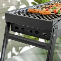 Outsunny Portable Charcoal Grill with Pull-Out Charcoal Basin, Folding Tabletop Barbecue, Compact Camping BBQ, Black(m-9)