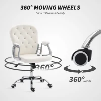Vinsetto Office Chair, Computer Desk Chair with Adjustable Height and Tufted Back, Cream White(m-6)