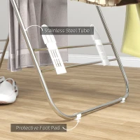 HOMCOM Clothes Drying Rack, 2-Tier Stainless Steel Foldable Laundry Rack with Adjustable Wings and Shoe Holders, Silver(m-7)
