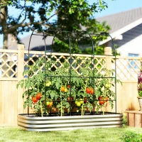 Outsunny Galvanised Raised Garden Bed with Arched Trellis, 7 x 4 x 7ft Metal Outdoor Planter Box with Open Bottom(m-8)