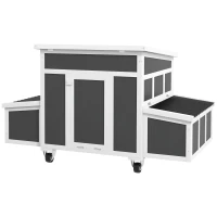 PawHut Wooden Chicken Coop with Nesting Box for 6 Chickens, Dark Grey(m-2)