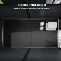 Outsunny 4.3' x 8' Outdoor Storage Shed with Floor, Garden Shed with Lockable Doors and Windows, Dark Grey(m-4)