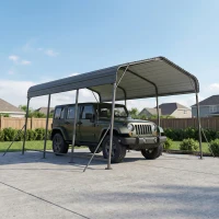 Outsunny 11 x 15FT Metal Carport, Heavy-Duty Carport Canopy with Reinforced Frame & Galvanized Steel Roof, Dark Grey(m-10)