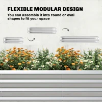 Outsunny Galvanised Raised Garden Bed with Arched Trellis, 7 x 4 x 7ft Metal Outdoor Planter Box with Open Bottom(m-7)