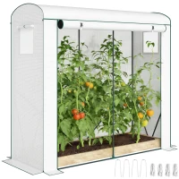 Outsunny Mini Greenhouse, Portable Greenhouse with Roll-Up Door and 2 Mesh Windows, PE Cover, 78.7" x 29.5" x 74", White(m-11)
