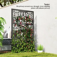 Outsunny Metal Outdoor Privacy Screen, 72" x 38" Freestanding Outdoor Divider, Black(m-10)