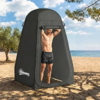 Outsunny Pop Up Shower Tent, Portable Privacy Room for Outdoor Changing, Dressing, Fishing Storage with Carrying Bag, Black(m-10)