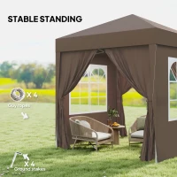 Outsunny 6.6'x6.6' Pop Up Canopy Tent with Sidewalls, Instant Sun Shelter Camping Gazebo with Carry Bag, Coffee(m-6)