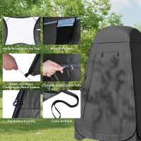 Outsunny Pop Up Shower Tent, Portable Privacy Room for Outdoor Changing, Dressing, Fishing Storage with Carrying Bag, Black(m-7)