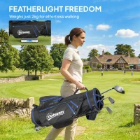 Outsunny Ultra-Lightweight Golf Stand Bag with 6-Way Dividers and Cooler Pocket, All-Weather Men's Golf Bag, Blue(m-5)