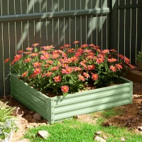 Outsunny 4' x 4' x 1' Raised Garden Bed Galvanized Steel Planter Box for Vegetables, Flowers, Herbs, Light Green(m-9)