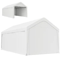 Outsunny Carport, 10 x 20 ft Portable Garage with 2 Roll-Up Doors and Removable Sidewalls for Car, Truck, Boat, White(m-2)