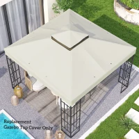 Outsunny 10' x 10' Gazebo Canopy Replacement Cover, 2-Tier Garden Gazebo Roof Replacement, UPF30+, TOP COVER ONLY, Light Grey(m-10)