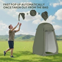 Outsunny Pop Up Shower Tent, Portable Privacy Room for Outdoor Changing, Dressing, Fishing Storage with Carrying Bag, Green(m-6)