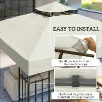 Outsunny 10' x 10' Gazebo Canopy Replacement Cover, 2-Tier Garden Gazebo Roof Replacement, UPF30+, TOP COVER ONLY, Light Grey(m-5)