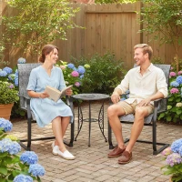 Outsunny C Spring Motion Patio Chairs Set of 2 with Curved High Backrest, Armrest, All Weather Breathable Fabric, Metal Frame(m-8)