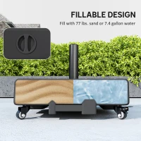 Outsunny Patio Umbrella Base Outdoor Umbrella Stand with Wheels for 1.5"/1.9" Poles(m-7)