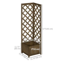 Outsunny Raised Garden Bed Wood Planter with Trellis for Vine Climbing, 16" x 16" x 57", Carbonized(m-3)