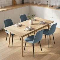 HOMCOM Dining Chairs Set of 4, Upholstered Dining Room Chairs with Steel Legs, Modern Kitchen Chair for Dining Room, Light Blue(m-8)