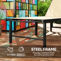 Outsunny Outdoor Lounge Chair Set of 2, 5-Position Reclining Outdoor Chaise Lounge Tanning Chair with Mesh Seat, Khaki(m-6)