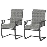 Outsunny C Spring Motion Patio Chairs Set of 2 with Curved High Backrest, Armrest, All Weather Breathable Fabric, Metal Frame(m-2)