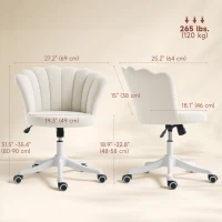 HOMCOM Office Chair, Armless Swivel Desk Chair with Adjustable Height, Backrest, Tilt Function for Office, Vanity, Cream(m-3)