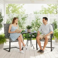 Outsunny C Spring Motion Patio Chairs Set of 2 with Curved High Backrest, Armrest, All Weather Breathable Fabric, Metal Frame(m-10)