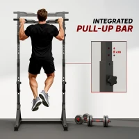 Soozier Adjustable Squat Rack, Multi-Function Bench Press Rack with Weight Plate Holders and Pull up Bar, Black(m-6)