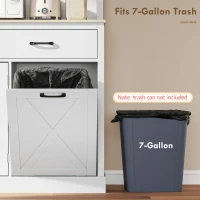 HOMCOM 69" Kitchen Pantry Cabinet with Charging Station Kitchen Cabinet with Microwave Stand 7 Gallon Trash Can Cabinet White(m-7)