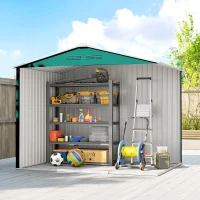 Outsunny 8' x 6' Outdoor Storage Shed, Metal Garden Tool Storage House with Lockable Sliding Doors and Vents, Green(m-7)