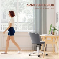 HOMCOM Office Chair, Armless Swivel Desk Chair with Adjustable Height, Backrest, Tilt Function for Office, Vanity, Grey(m-6)