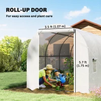 Outsunny 11.5x6.6x6.6ft Walk-in Tunnel Greenhouse Portable Garden Plant Growing Warm House with Door and Ventilation Window, White(m-4)