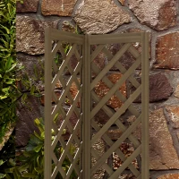 Outsunny Raised Garden Bed Wood Planter with Trellis for Vine Climbing, 16" x 16" x 57", Carbonized(m-9)