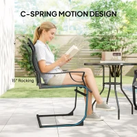 Outsunny C Spring Motion Patio Chairs Set of 2 with Curved High Backrest, Armrest, All Weather Breathable Fabric, Metal Frame(m-4)