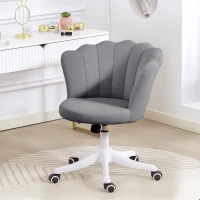 HOMCOM Office Chair, Armless Swivel Desk Chair with Adjustable Height, Backrest, Tilt Function for Office, Vanity, Grey(m-8)