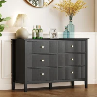 HOMCOM Double Chest of Drawers, Modern 6 Drawer Dresser for Bedroom, Living Room, Hallway, Closet, Black(m-8)
