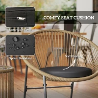 Outsunny Outdoor Bistro Set, 3 Piece Wicker Patio Furniture Set with 2 Chairs and Glass-Top Table, Natural Wood(m-6)