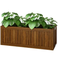 Outsunny Foldable Elevated Planter Box, Wooden Raised Garden Bed for Backyard Patio to Grow Vegetables Herbs Flowers, Carbonized(m-2)