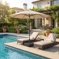 Outsunny Patio Umbrella Base Outdoor Umbrella Stand with Wheels for 1.5"/1.9" Poles(m-8)