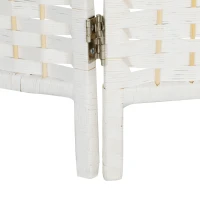 HOMCOM 6ft Folding Room Divider, 4 Panel Wall Partition with Wooden Frame for Bedroom, Home Office, Natural(m-10)