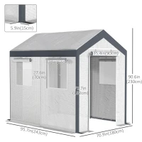 Outsunny 8' x 6' x 7.5' Heavy-duty Walk-in Greenhouse Outdoor Vegetable Plants Growing Warm House Seed Plant Growth Tent Polytunnel Shelter White(m-3)