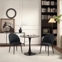 HOMCOM Modern Dining Chairs Set of 4, Upholstered Dining Room Chairs with Metal Legs, Shell Backrest, Padded Seat, Black(m-9)