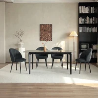 HOMCOM Modern Dining Chairs Set of 4, Upholstered Dining Room Chairs with Metal Legs, Shell Backrest, Padded Seat, Black(m-11)