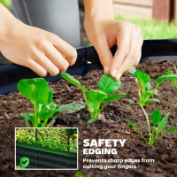 Outsunny Galvanised Raised Garden Bed with Arched Trellis, 5 x 3 x 6ft Metal Outdoor Planter Box with Open Bottom, Dark Gray(m-8)