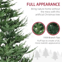 HOMCOM 9 Foot Artificial Christmas Tree, Nordic Pine Hinged Xmas Tree with 1939 Realistic Branches, Wide Steel Base, Auto Open, Green(m-5)
