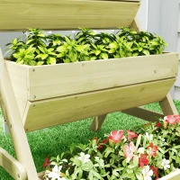 Outsunny 3 Tier Elevated Planter Box, Vertical Wooden Raised Garden Bed for Flowers, Vegetables, 26" x 30" x 30", Light Green(m-10)