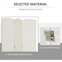 HOMCOM 6ft Folding Room Divider, 3 Panel Wall Partition with Wooden Frame for Bedroom, Home Office, Natural(m-5)